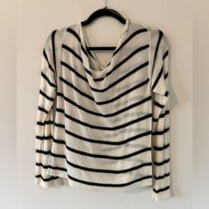 wild fable Cream and Black Striped Cowl Neck Sweater